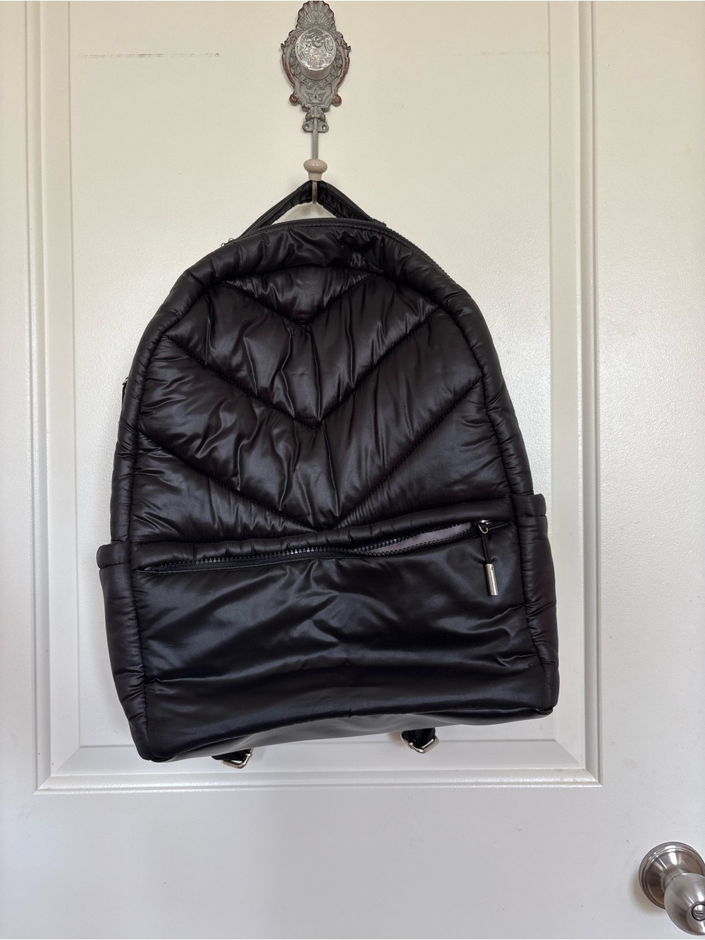 Athleta Black Quilted Puffer Backpack